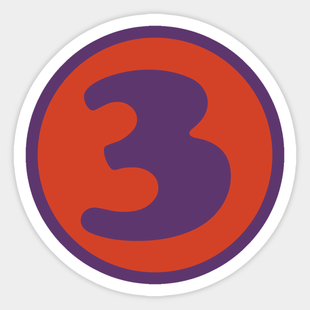 Number Three #3 Sticker by n23tees